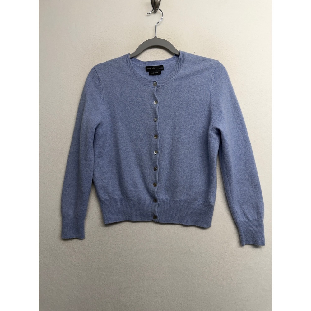 Autograph Bluebell Cashmere Cardigan Sweater Blue Button Front Women Fits US S